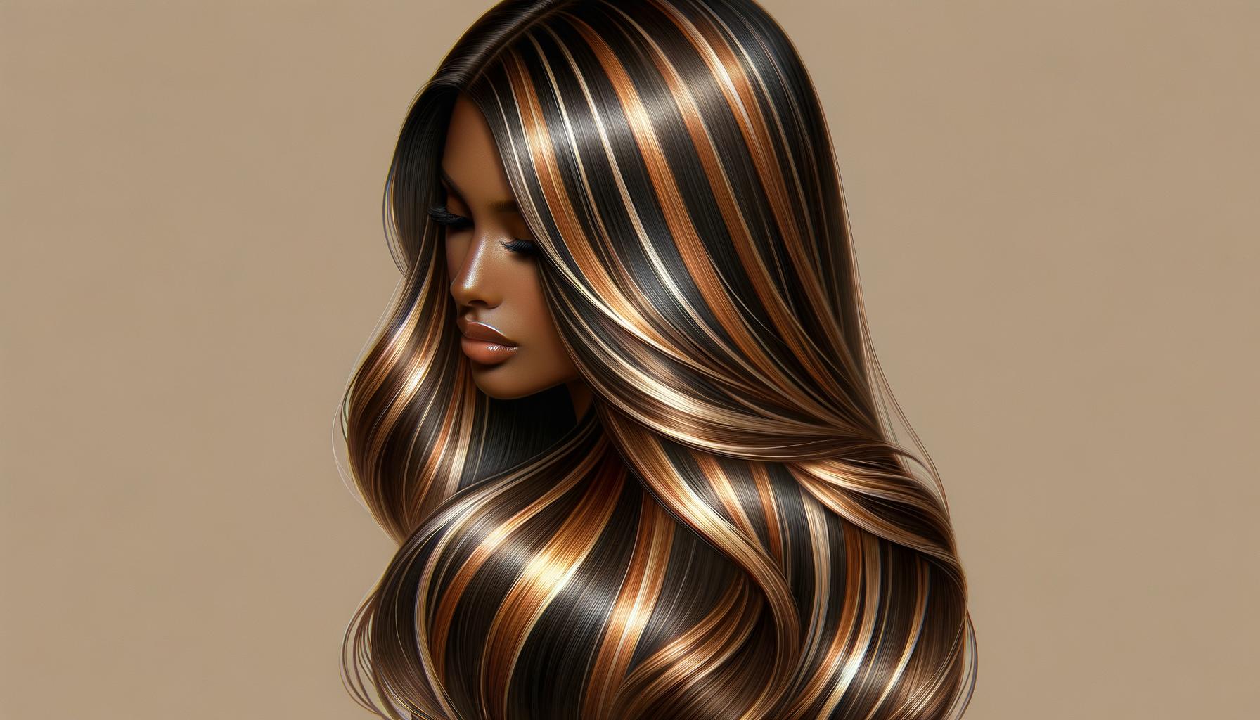 Chic brown hair featuring beautiful caramel highlights